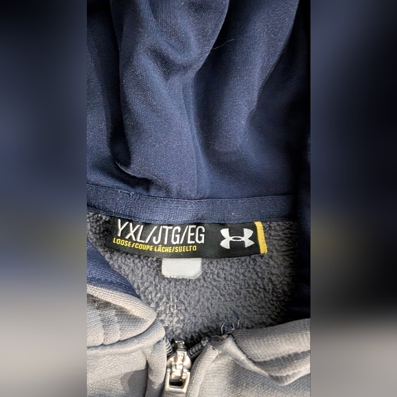Under Armour Navy and Gray Fleece Hoodie - Picture 4 of 7